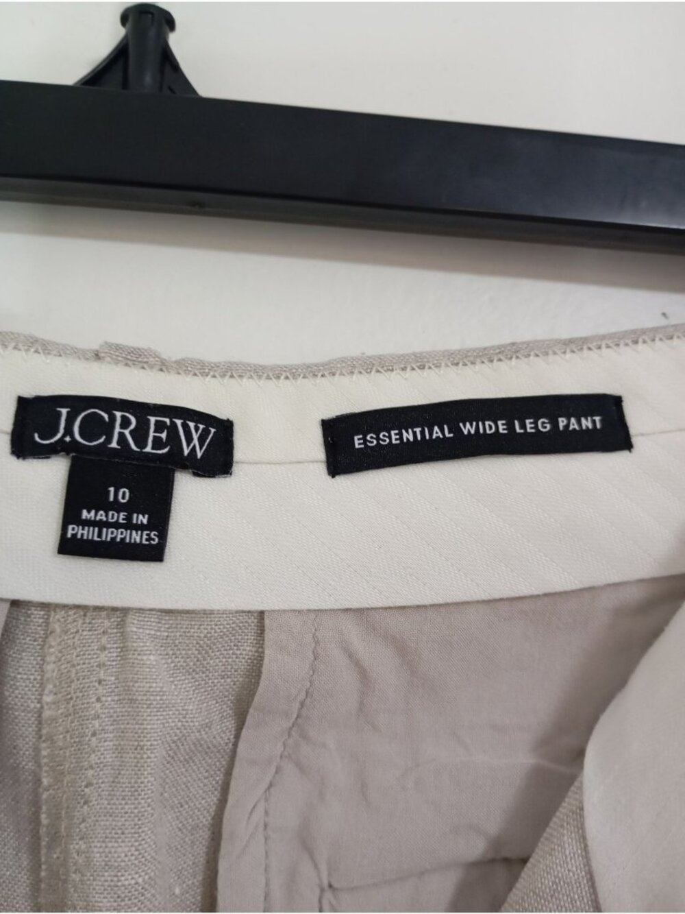 J.Crew Essential Wide Leg Linen Pants Beige Sz 10 Lightweight Tailored Trousers - Picture 3 of 14